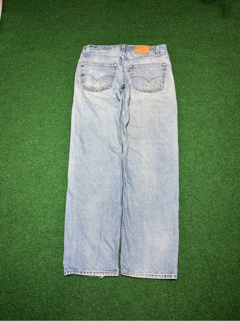 Levis 565 Vintage Jeans Loose Fit Wide Leg Baggy 38x34 Distressed 90s Light Wash